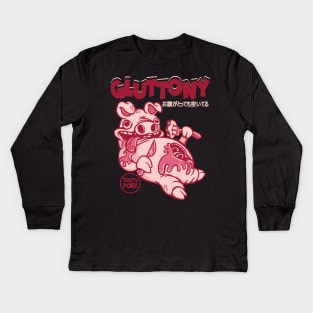 The Gluttony Pig Kids Long Sleeve T-Shirt